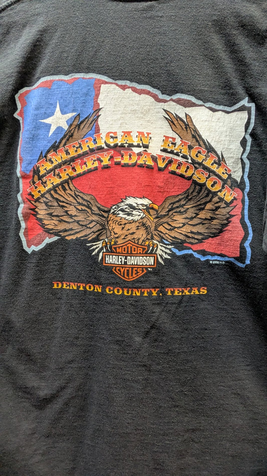Vintage 2000 Harley-Davidson American Eagle Denton County Texas T-Shirt Large Made USA