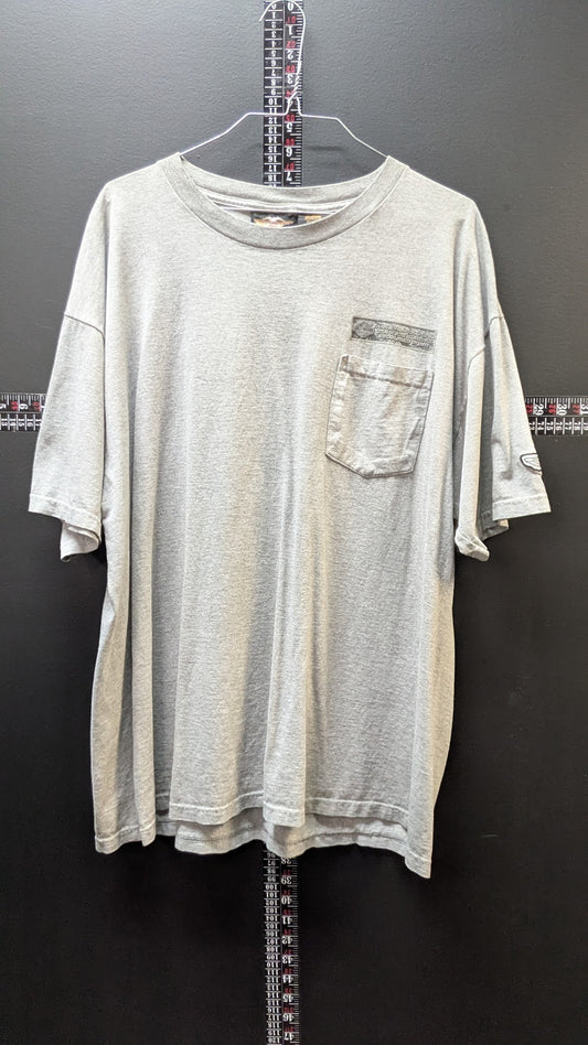Harley-Davidson 100th Anniversary Pocket T-Shirt XL Gray Made USA Factory Graphic
