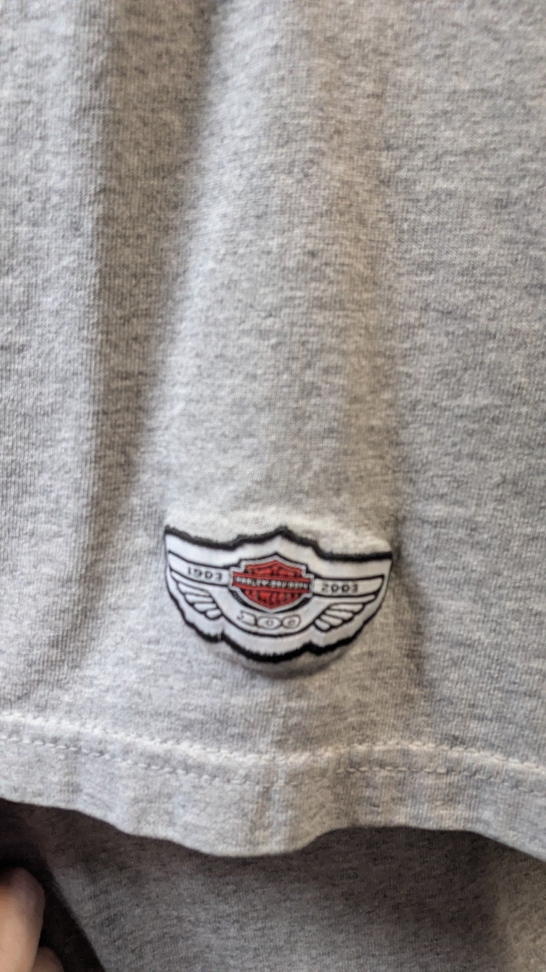 Harley-Davidson 100th Anniversary Pocket T-Shirt XL Gray Made USA Factory Graphic