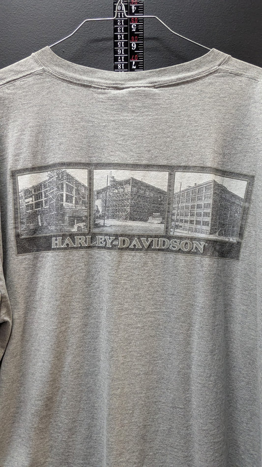 Harley-Davidson 100th Anniversary Pocket T-Shirt XL Gray Made USA Factory Graphic