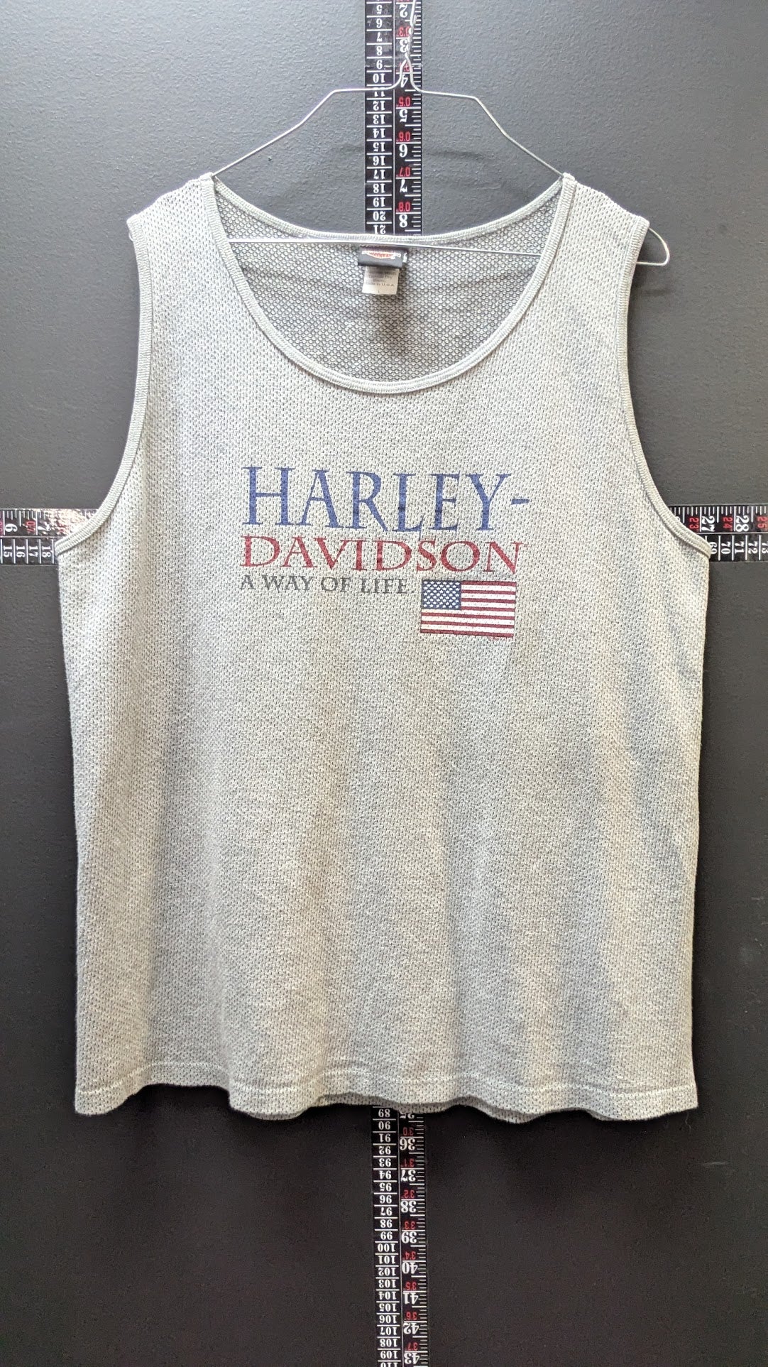 Vintage 1999 Harley-Davidson Mesh Tank Top Zook's Harley-Davidson Des Moines Iowa Gray