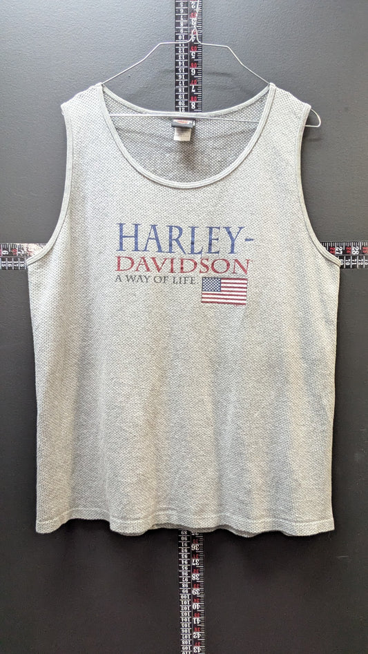 Vintage 1999 Harley-Davidson Mesh Tank Top Zook's Harley-Davidson Des Moines Iowa Gray