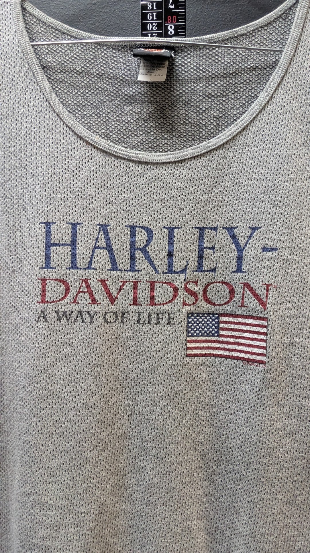 Vintage 1999 Harley-Davidson Mesh Tank Top Zook's Harley-Davidson Des Moines Iowa Gray