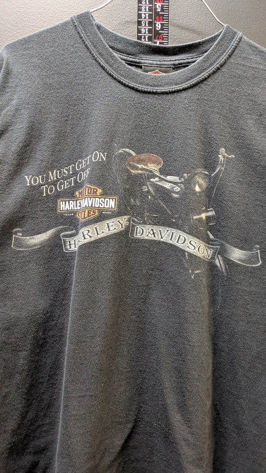 2006 Harley-Davidson "You Must Get On To Get Off" Corona California T-Shirt XL USA Made