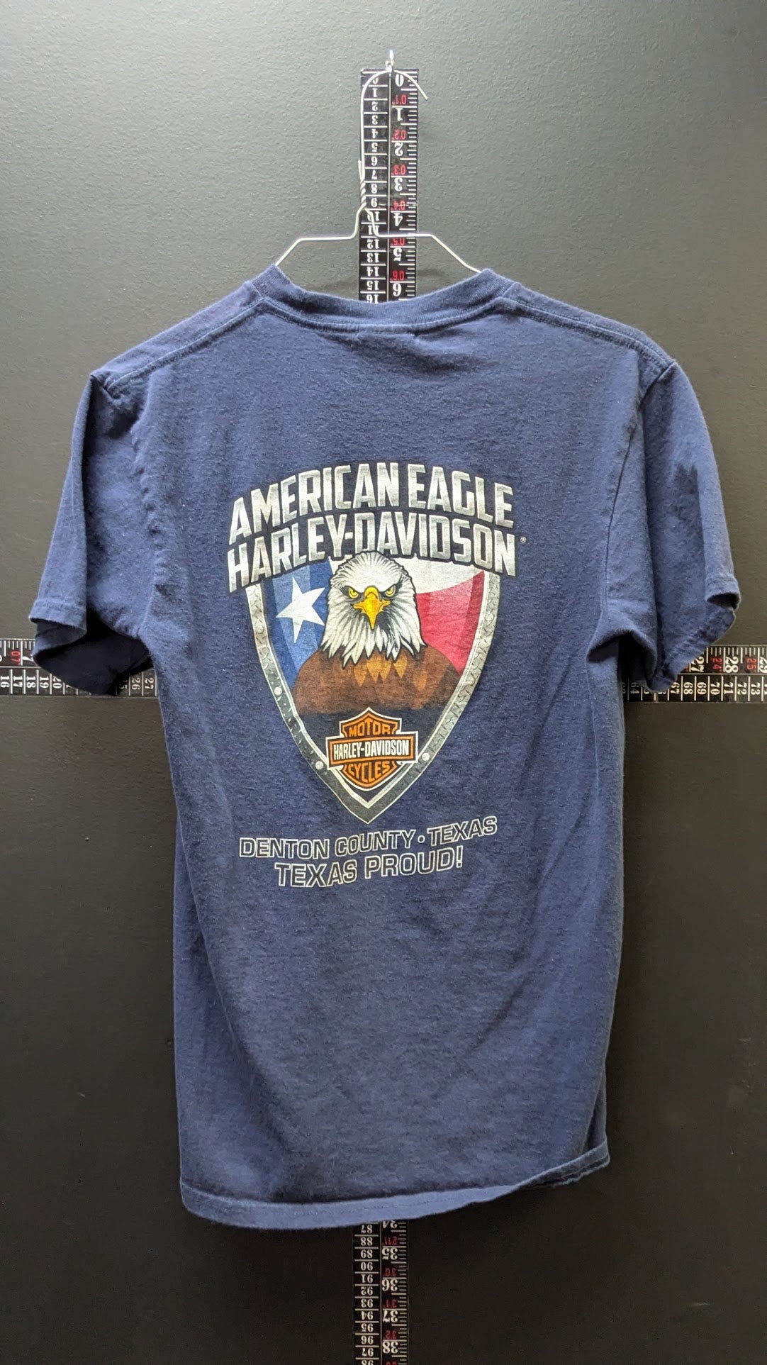 2018 Harley-Davidson American Eagle Texas Proud Pocket T-Shirt Size Small Navy Blue