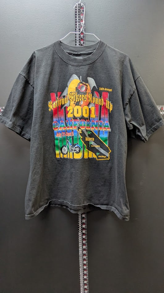 Vintage 2001 National Bikers Round Up Madera California Motorcycle Event T-Shirt