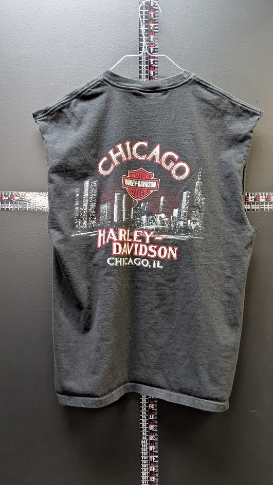 Harley-Davidson Chicago Illinois "Fat Boys Rule" Cut-Off Sleeveless Shirt
