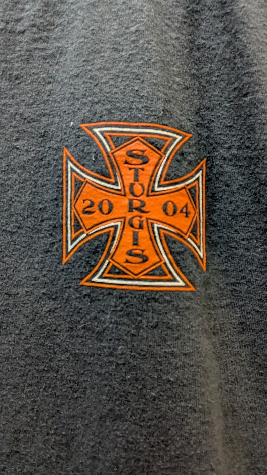 2004 Sturgis Rally Sleeveless Shirt – Black – Large Maltese Cross Graphic