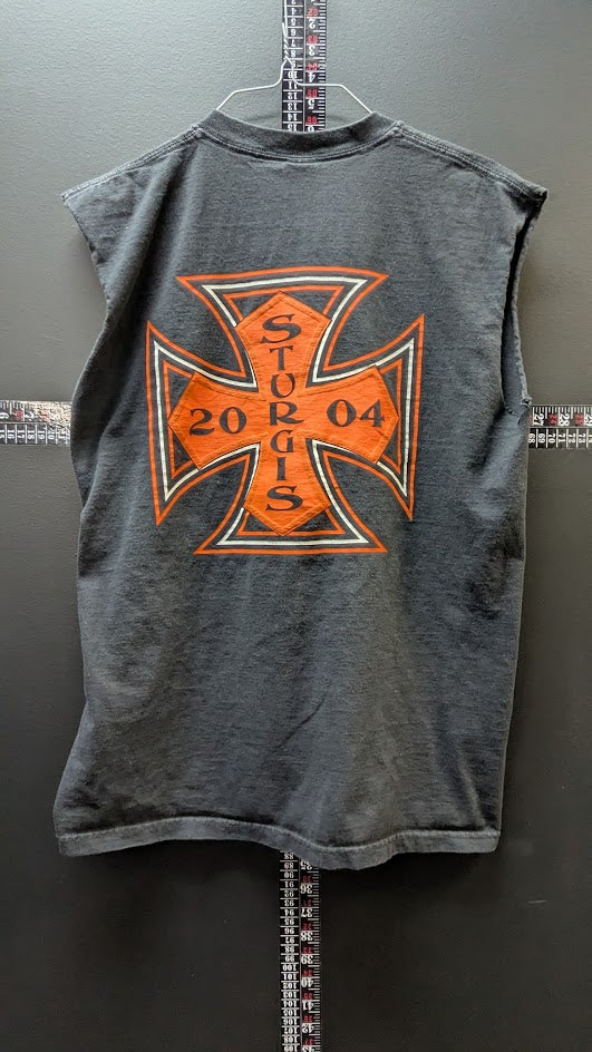 2004 Sturgis Rally Sleeveless Shirt – Black – Large Maltese Cross Graphic