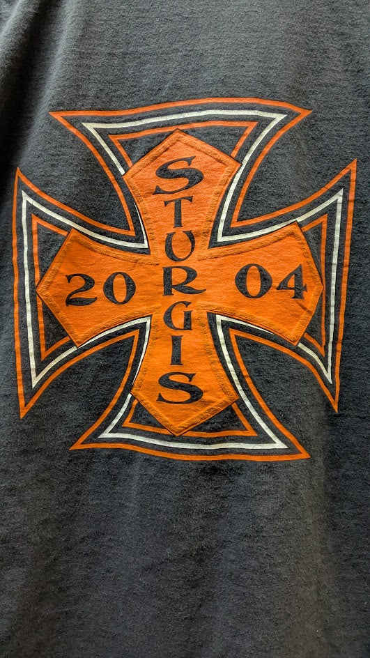 2004 Sturgis Rally Sleeveless Shirt – Black – Large Maltese Cross Graphic
