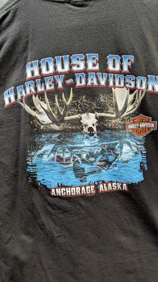 2011 Harley-Davidson House of Harley Anchorage Alaska Moose Graphic T-Shirt – Men's XL Black