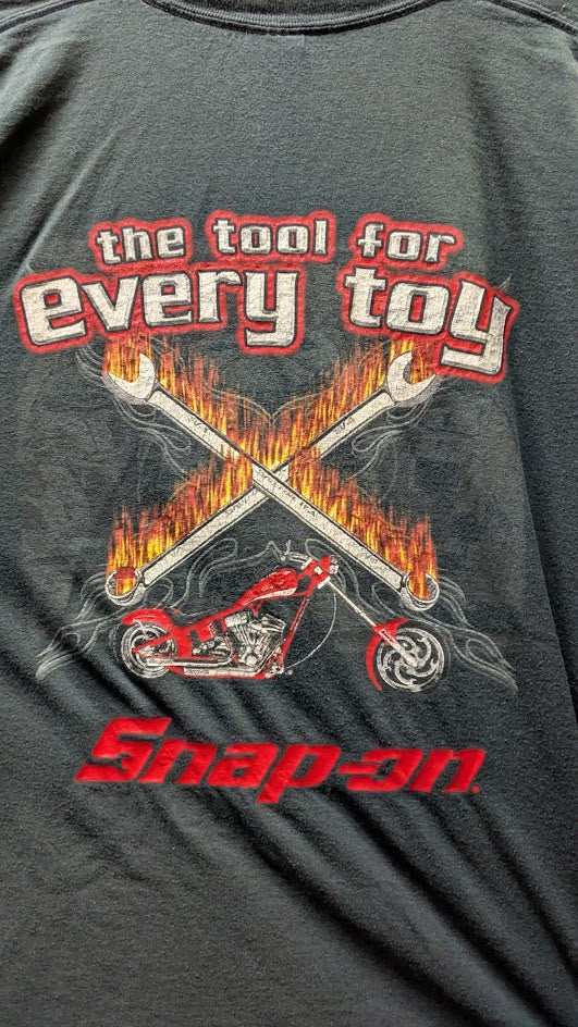 Vintage Snap-on Chopper "The Tool For Every Toy" Motorcycle Graphic T-Shirt – Men's XXL Black