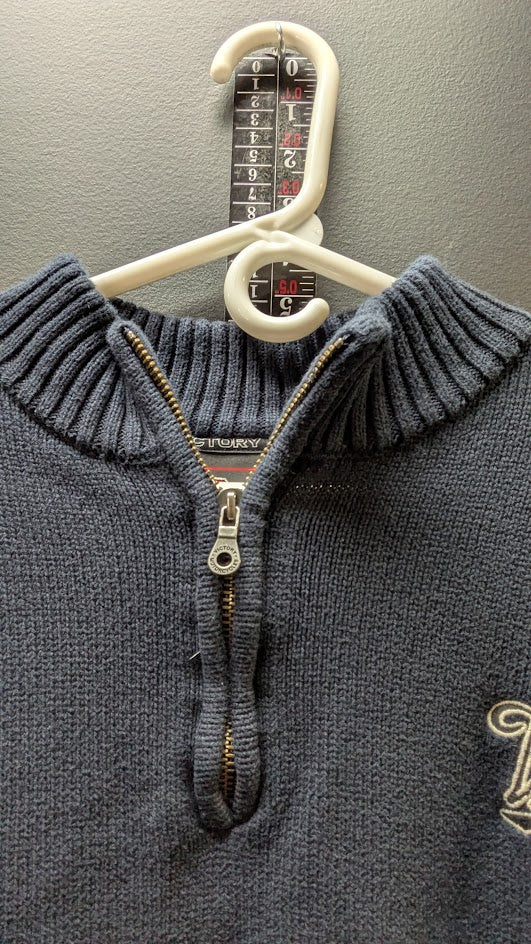 Victory Motorcycles Quarter-Zip Knit Sweater – Men's 2XL Navy Blue