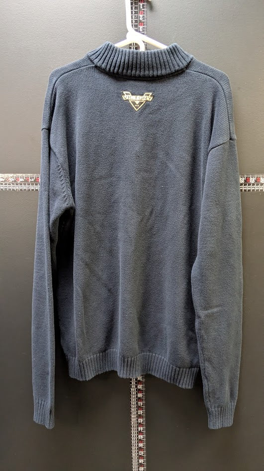 Victory Motorcycles Quarter-Zip Knit Sweater – Men's 2XL Navy Blue