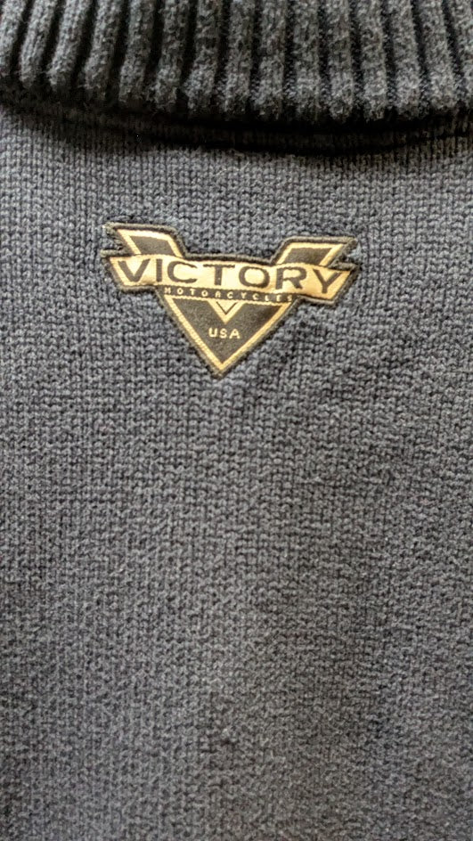 Victory Motorcycles Quarter-Zip Knit Sweater – Men's 2XL Navy Blue