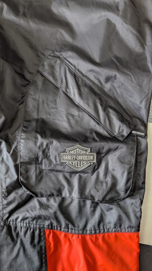 Harley-Davidson Waterproof Rain Bib Pants Motorcycle Overpants Men's 2XL Black Red