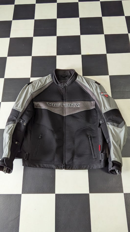 Victory Motorcycles Textile Riding Jacket Men's 4XL Black Gray Armor Ready Motorcycle Coat
