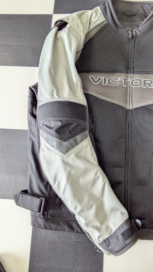 Victory Motorcycles Textile Riding Jacket Men's 4XL Black Gray Armor Ready Motorcycle Coat