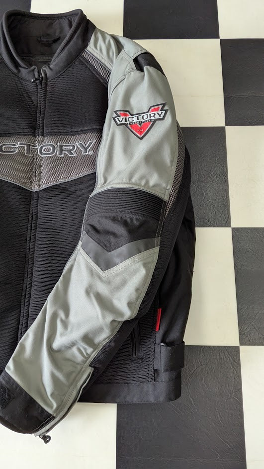 Victory Motorcycles Textile Riding Jacket Men's 4XL Black Gray Armor Ready Motorcycle Coat