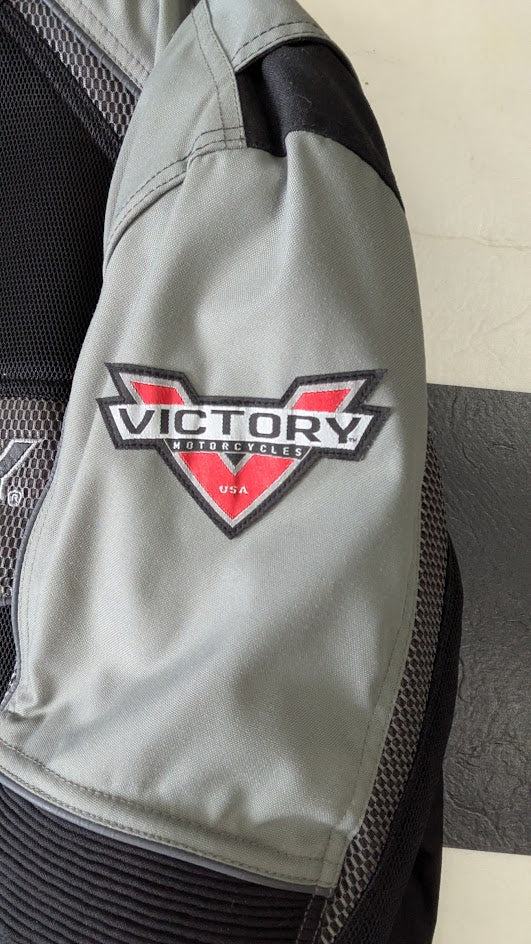 Victory Motorcycles Textile Riding Jacket Men's 4XL Black Gray Armor Ready Motorcycle Coat