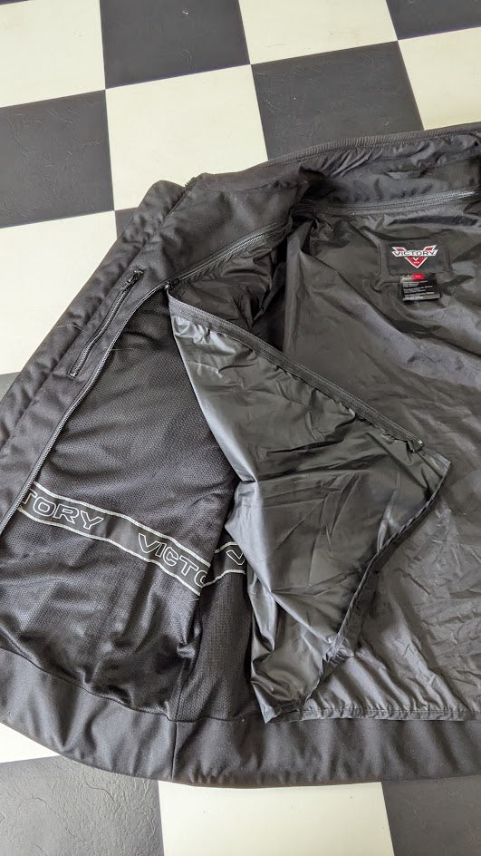 Victory Motorcycles Textile Riding Jacket Men's 4XL Black Gray Armor Ready Motorcycle Coat