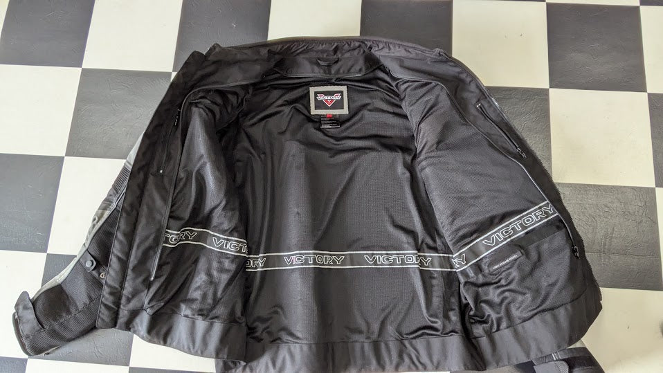 Victory Motorcycles Textile Riding Jacket Men's 4XL Black Gray Armor Ready Motorcycle Coat