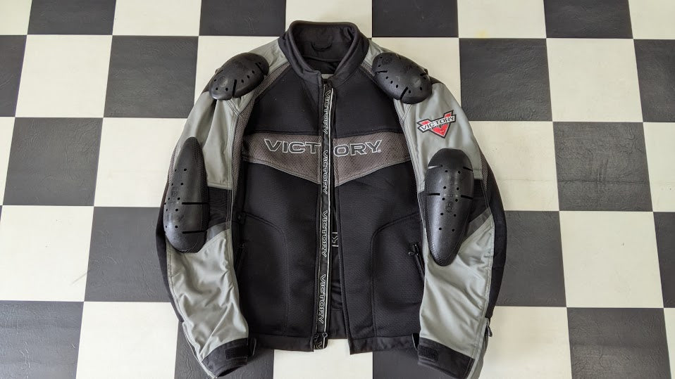 Victory Motorcycles Textile Riding Jacket Men's 4XL Black Gray Armor Ready Motorcycle Coat