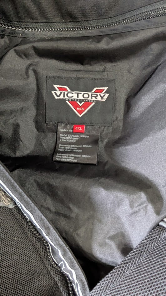 Victory Motorcycles Textile Riding Jacket Men's 4XL Black Gray Armor Ready Motorcycle Coat