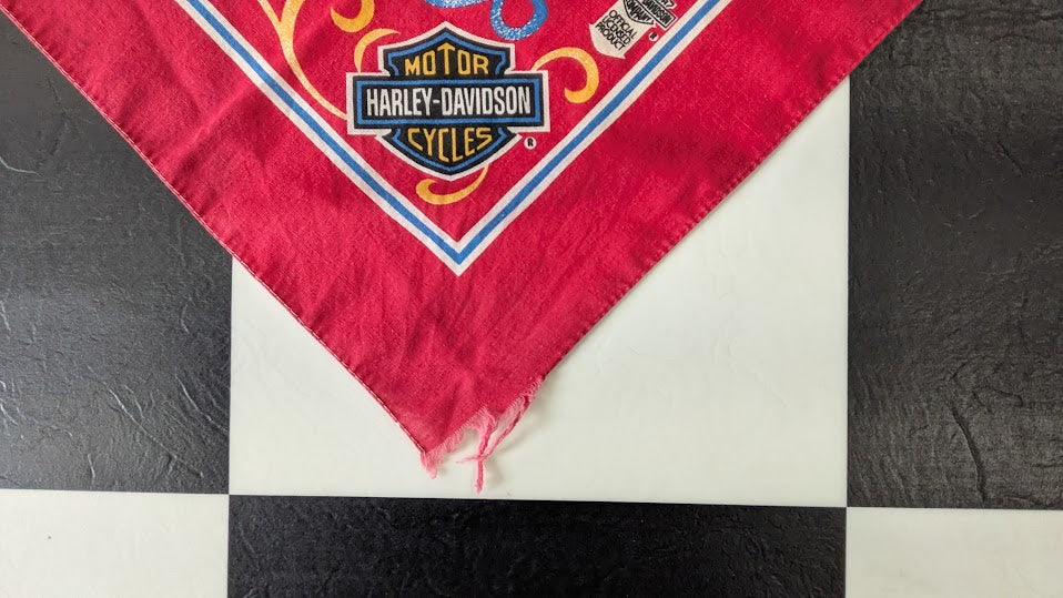 Vintage Harley-Davidson USA "American Legend" Bandana Red Cotton Motorcycle Head Scarf