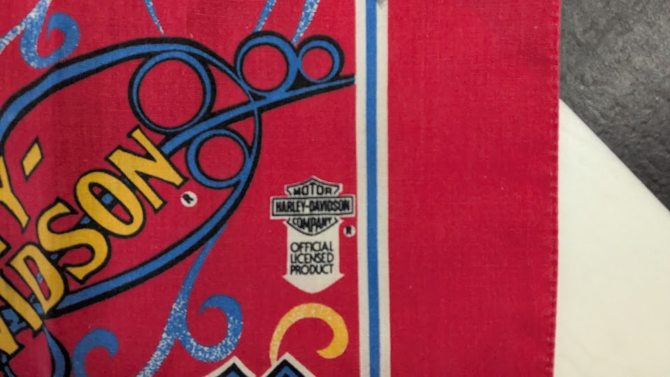 Vintage Harley-Davidson USA "American Legend" Bandana Red Cotton Motorcycle Head Scarf
