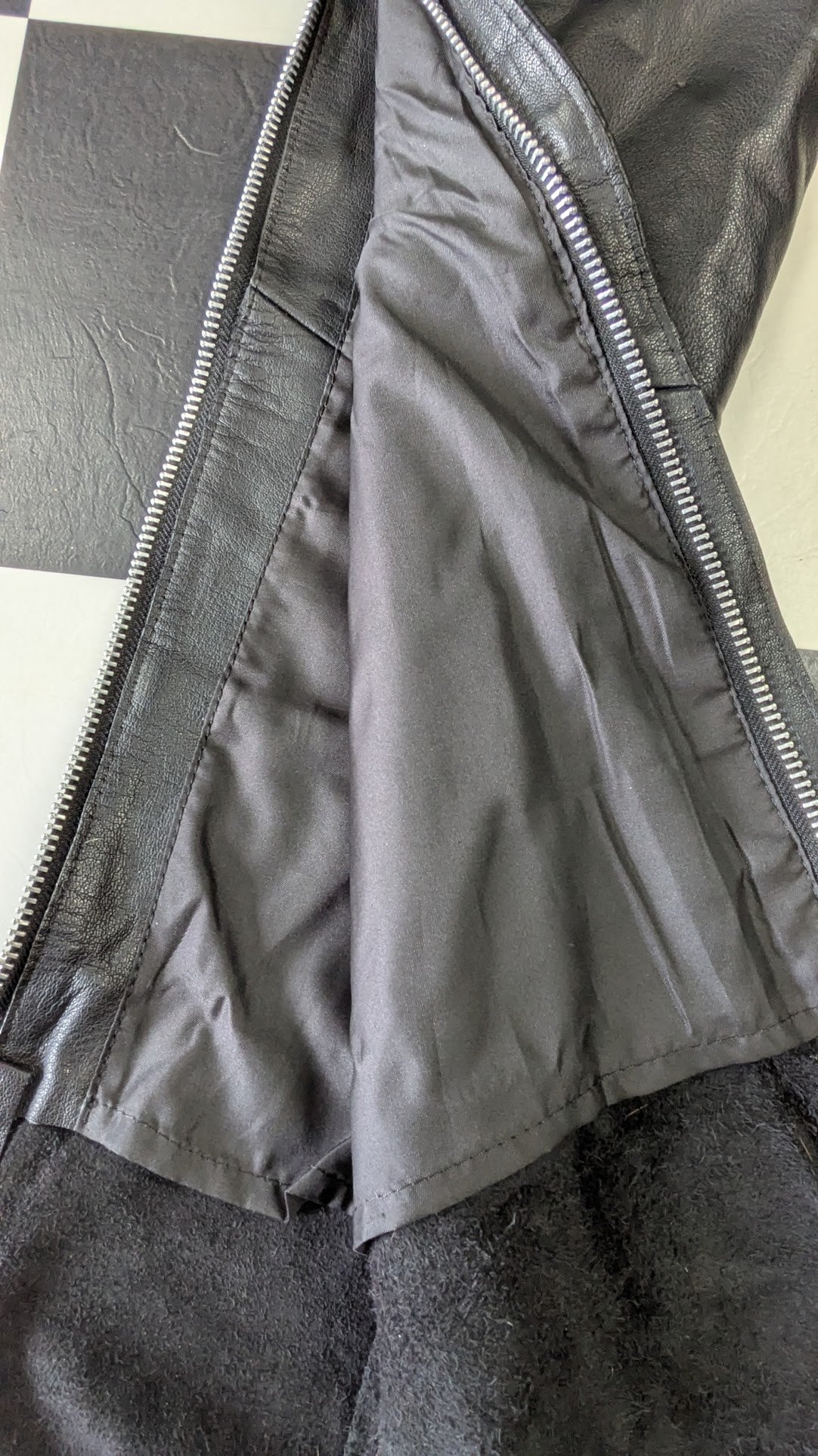 MMB Genuine Leather Motorcycle Chaps Black Lace-Up Riding Chaps XS