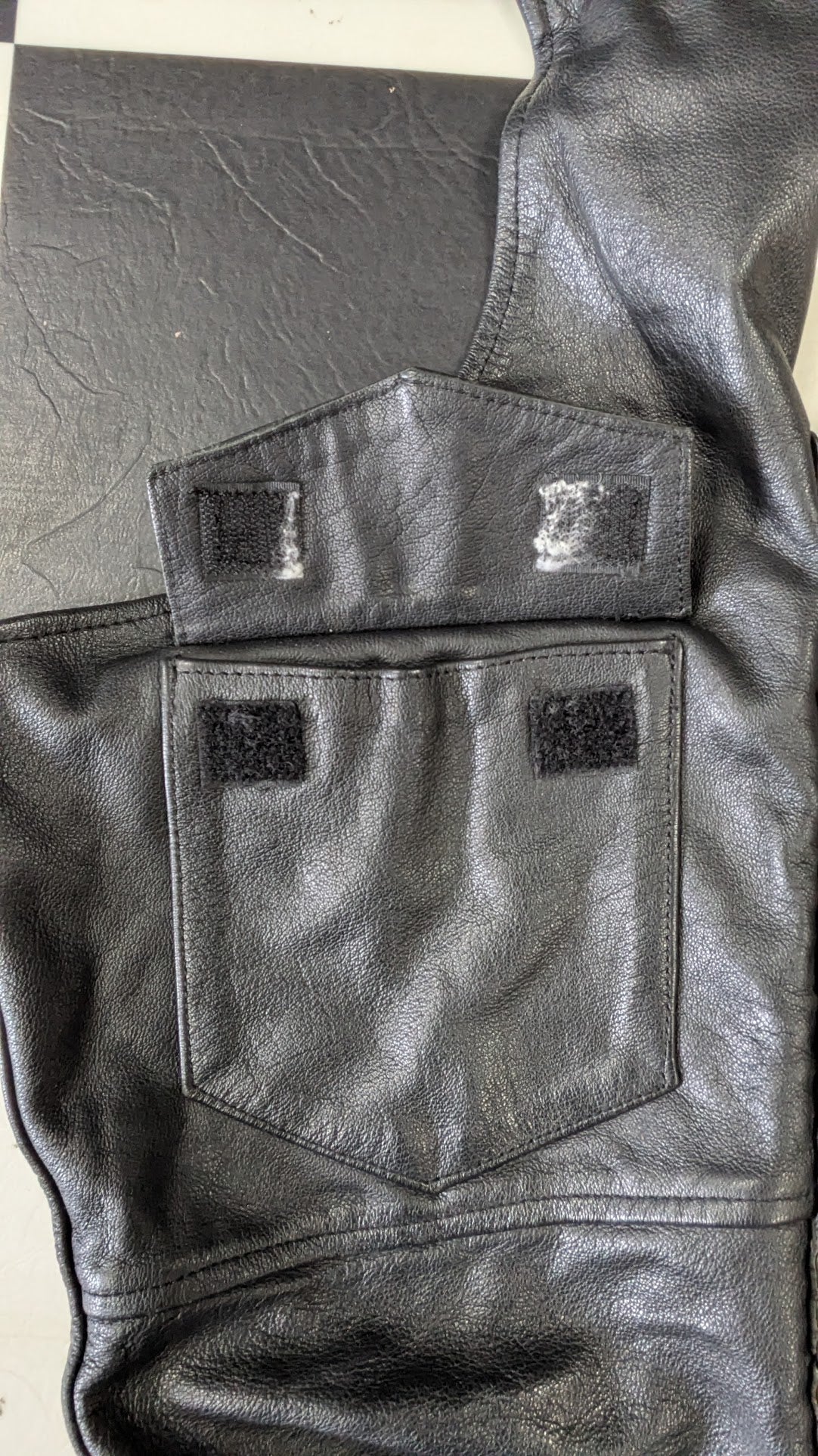 MOB Classic X4 Genuine Leather Fringe Motorcycle Chaps Black Western Riding Chaps