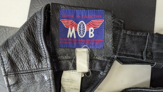 MOB Classic X4 Genuine Leather Fringe Motorcycle Chaps Black Western Riding Chaps