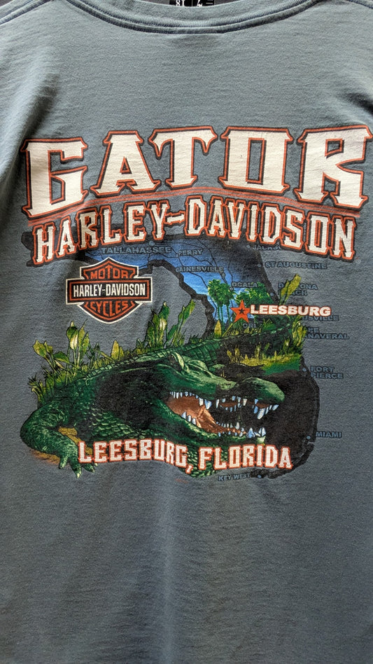 Harley-Davidson xl Gator Harley Long Sleeve Pocket T-Shirt Leesburg Florida Blue