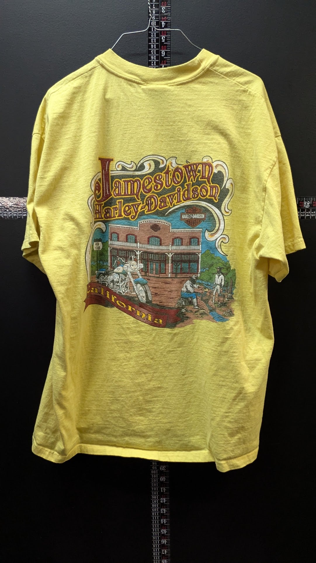 Vintage 1999 Harley-Davidson Jamestown California T-Shirt – XL – Yellow Dealer Tee
