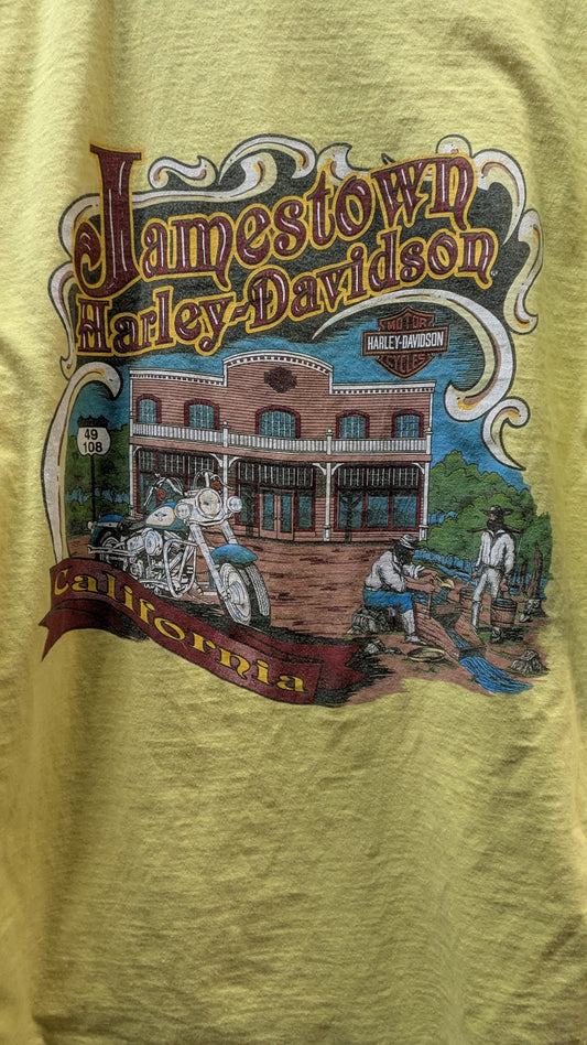 Vintage 1999 Harley-Davidson Jamestown California T-Shirt – XL – Yellow Dealer Tee