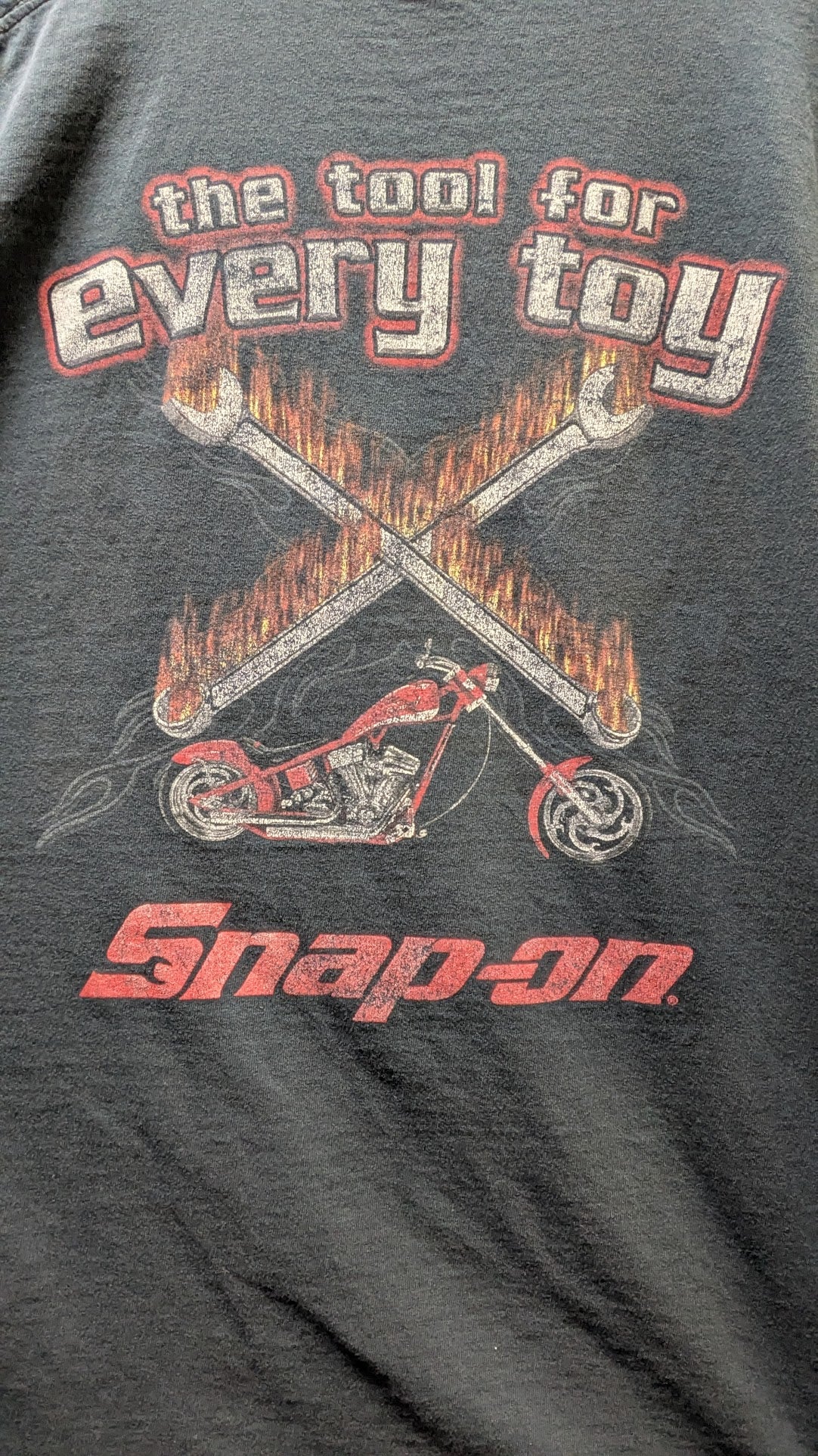 Vintage Snap-on "The Tool For Every Toy" Motorcycle T-Shirt Adult XL Black