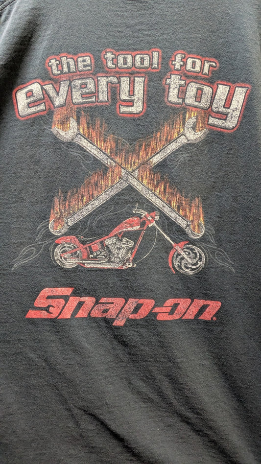 Vintage Snap-on "The Tool For Every Toy" Motorcycle T-Shirt Adult XL Black