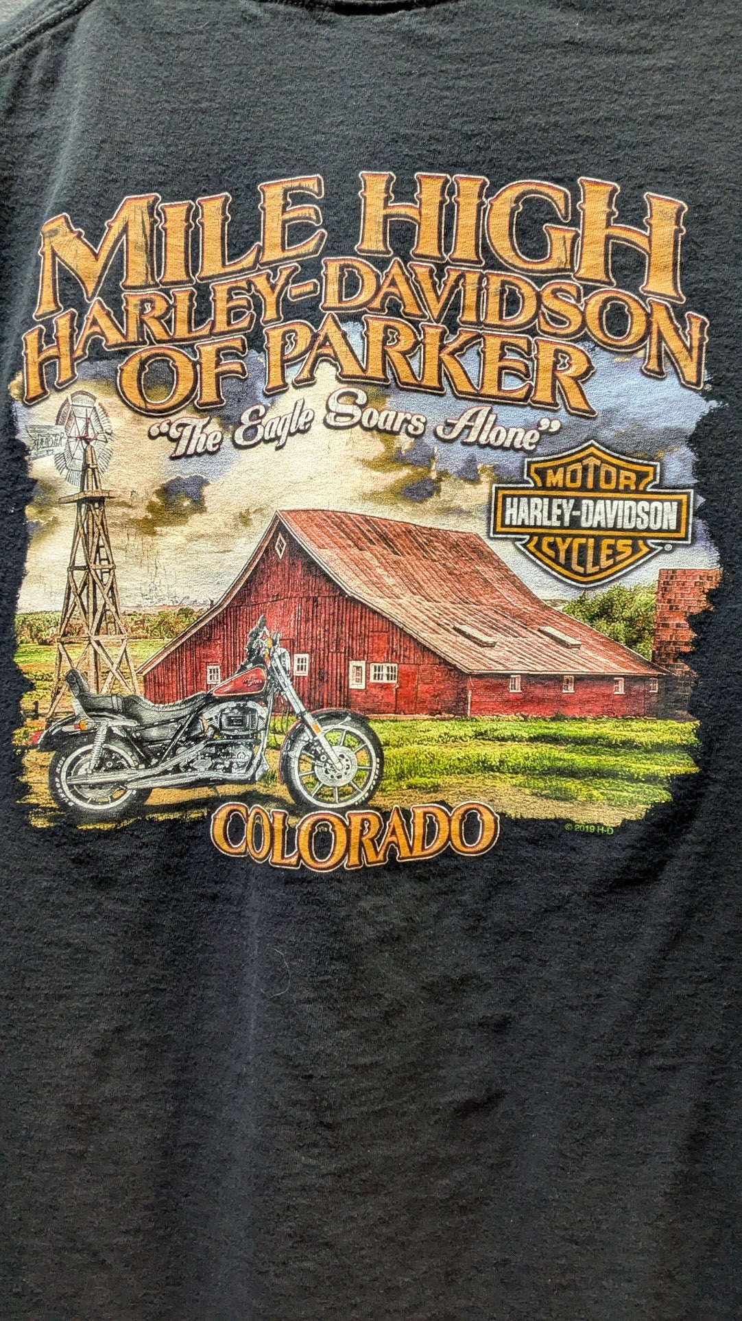 2019 Harley-Davidson Mile High Harley-Davidson Parker Colorado Pocket T-Shirt Adult Black