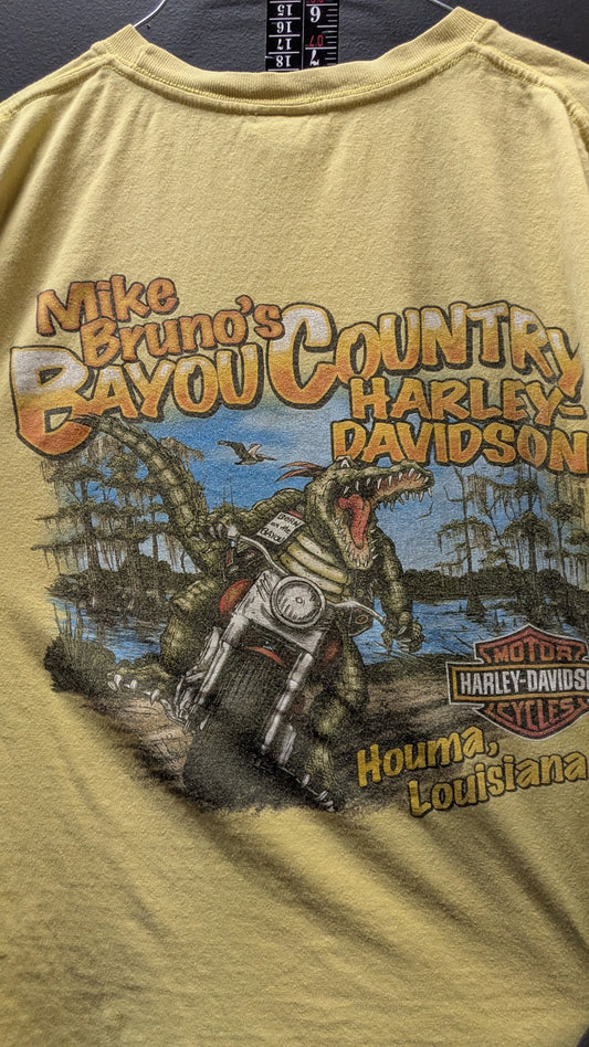 Vintage Harley-Davidson Mike Bruno's Bayou Country Houma Louisiana T-Shirt Size Large