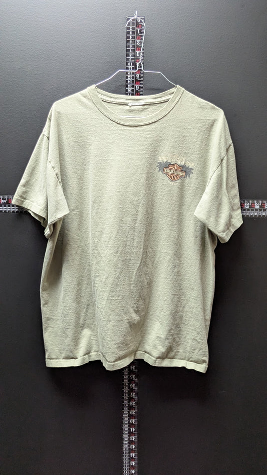 Vintage Honolulu Harley-Davidson Hawaii T-Shirt Olive Green Dealer Tee