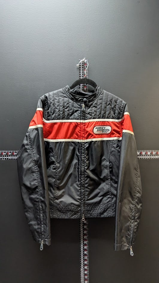Harley-Davidson Women's Black & Orange Quilted Riding Jacket – Size Medium