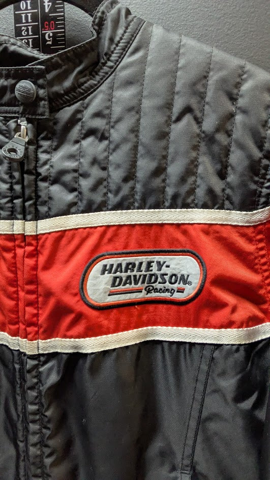 Harley-Davidson Women's Black & Orange Quilted Riding Jacket – Size Medium
