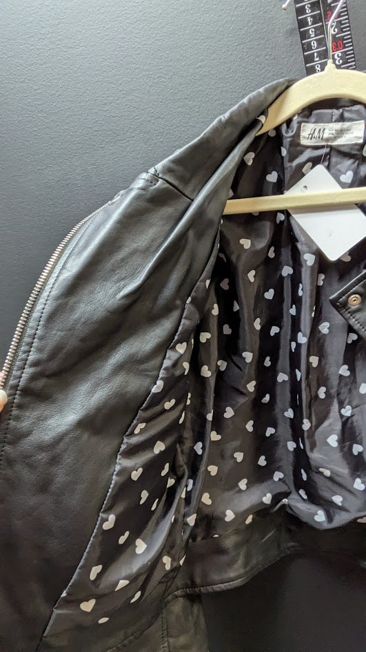 H&M Girls Faux Leather Moto Jacket – Size 10Y / 140