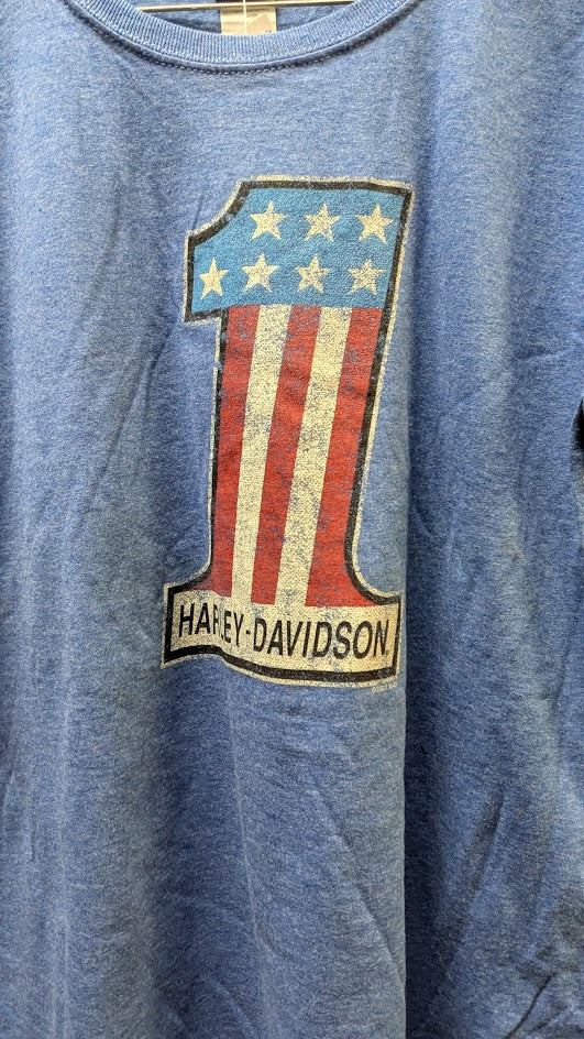 Harley-Davidson Youth Heather Blue T-Shirt – Barnett Harley-Davidson El Paso Texas – Size Youth Large