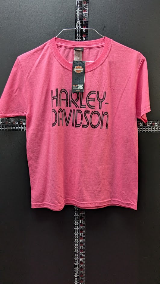 Harley-Davidson Youth Pink Glitter Script T-Shirt – NWT – Size Medium