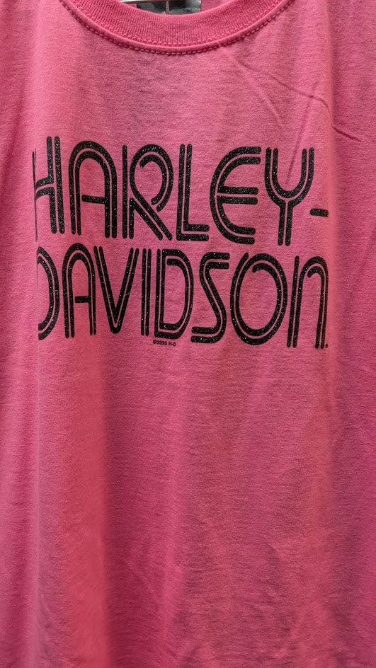Harley-Davidson Youth Pink Glitter Script T-Shirt – NWT – Size Medium