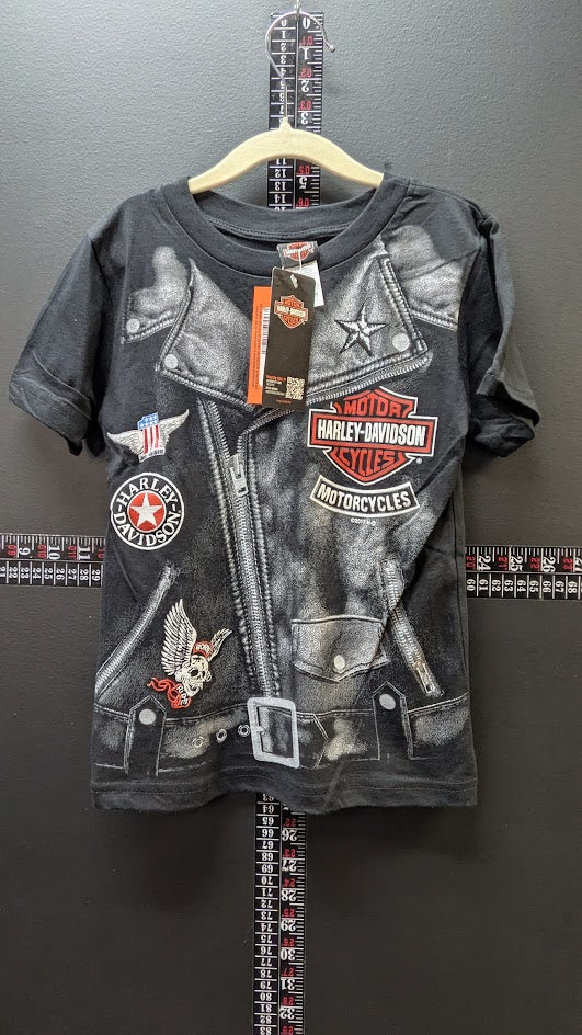 Harley-Davidson Youth Faux Leather Jacket Print T-Shirt – NWT – Size 6–8