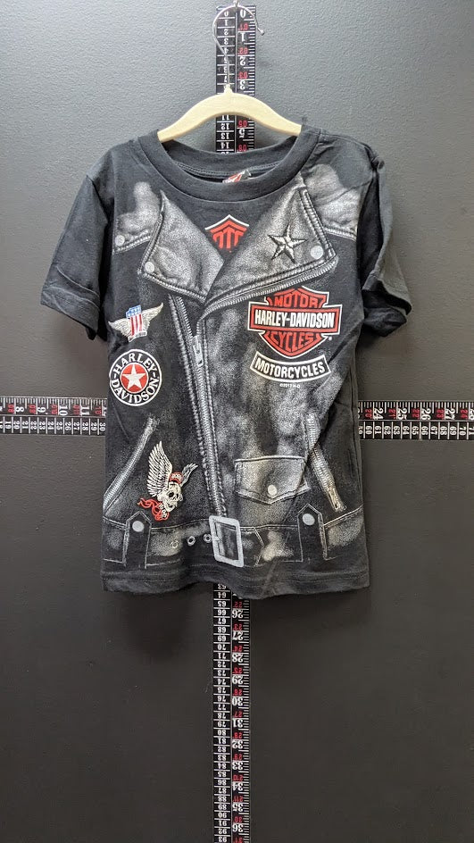 Harley-Davidson Youth Faux Leather Jacket Print T-Shirt – NWT – Size 6–8
