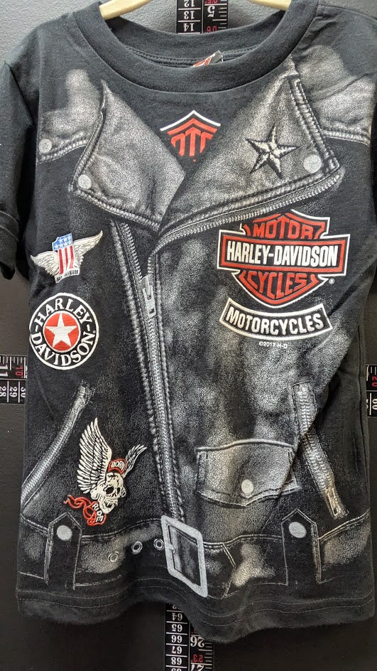 Harley-Davidson Youth Faux Leather Jacket Print T-Shirt – NWT – Size 6–8